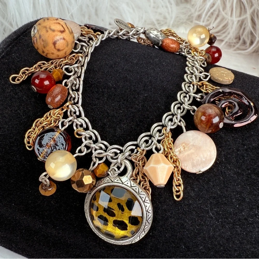 Chico's bohemian chic Silvertone and Goldtone Multi Charm Bracelet